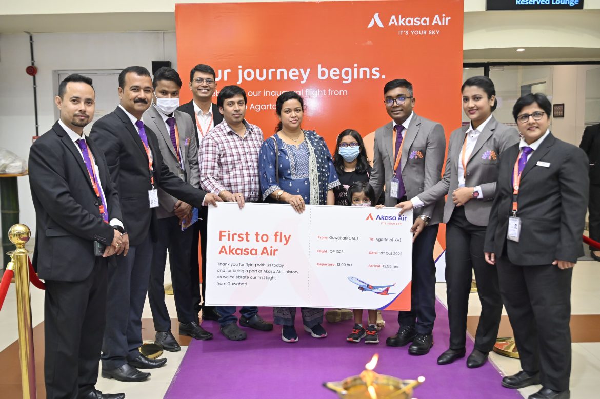 Akasa Air operates its maiden flights on the Guwahati and Agartala route